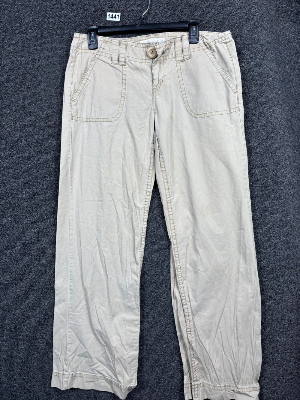 VTG Aeropostale Khaki Pants Womens 9/10 Beige Stretch Wide Leg 34x31 Y2K